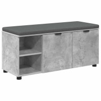 Produktbild för Hallbänk BetongGrå 100 x 38 x 46 cm Konstruerat Trä och Tyg