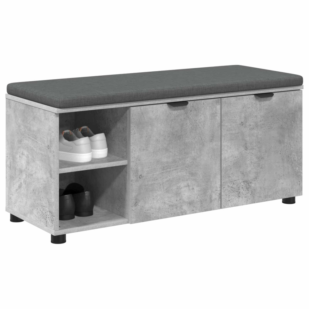 Produktbild för Hallbänk BetongGrå 100 x 38 x 46 cm Konstruerat Trä och Tyg