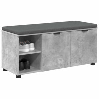 Produktbild för Hallbänk BetongGrå 100 x 38 x 46 cm Konstruerat Trä och Tyg