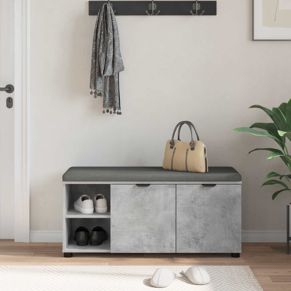 Produktbild för Hallbänk BetongGrå 100 x 38 x 46 cm Konstruerat Trä och Tyg