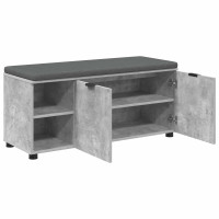 Produktbild för Hallbänk BetongGrå 100 x 38 x 46 cm Konstruerat Trä och Tyg