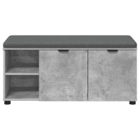 Produktbild för Hallbänk BetongGrå 100 x 38 x 46 cm Konstruerat Trä och Tyg
