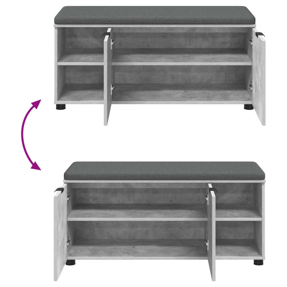 Produktbild för Hallbänk BetongGrå 100 x 38 x 46 cm Konstruerat Trä och Tyg