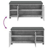 Produktbild för Hallbänk BetongGrå 100 x 38 x 46 cm Konstruerat Trä och Tyg