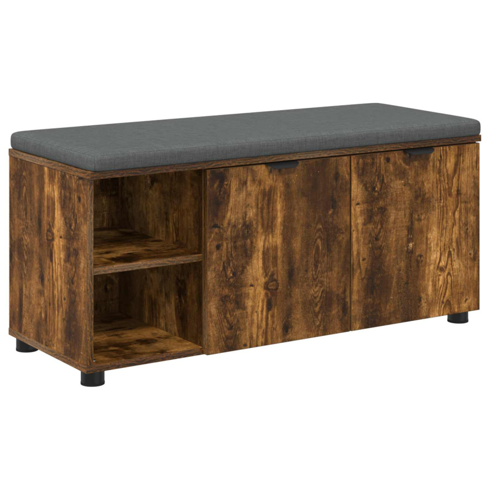 Produktbild för Hallbänk Rökt Ek 100 x 38 x 46 cm Konstruerat Trä och Tyg