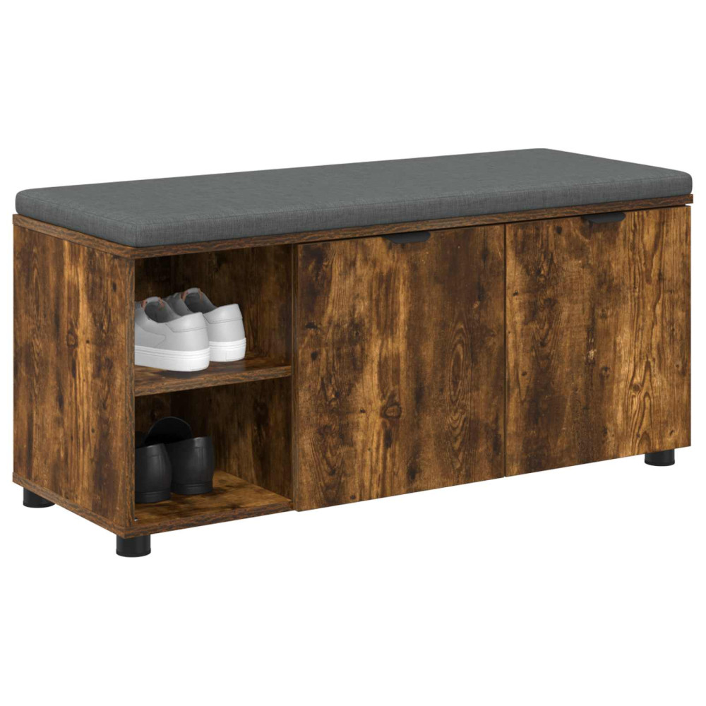Produktbild för Hallbänk Rökt Ek 100 x 38 x 46 cm Konstruerat Trä och Tyg
