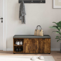 Produktbild för Hallbänk Rökt Ek 100 x 38 x 46 cm Konstruerat Trä och Tyg