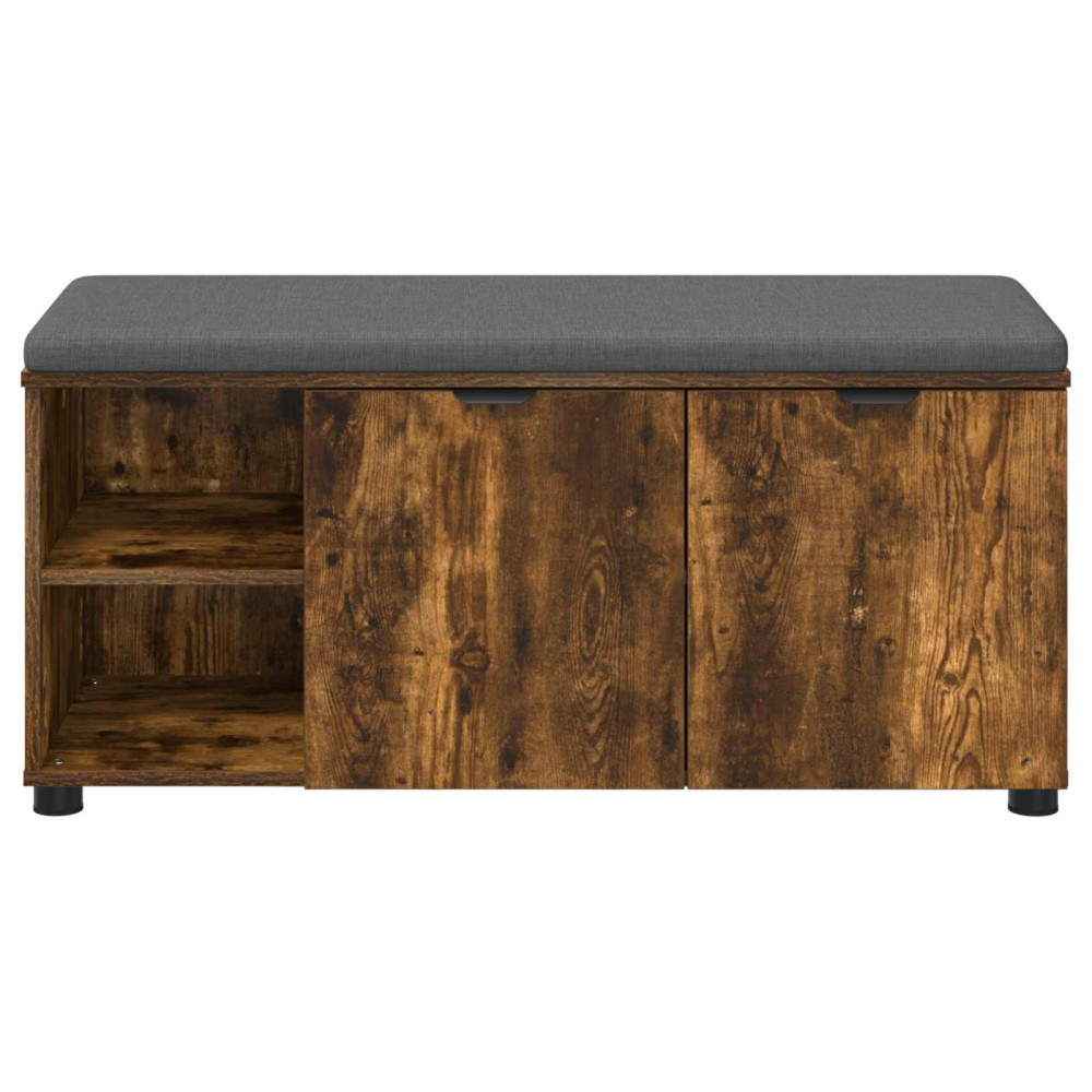 Produktbild för Hallbänk Rökt Ek 100 x 38 x 46 cm Konstruerat Trä och Tyg