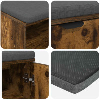 Produktbild för Hallbänk Rökt Ek 100 x 38 x 46 cm Konstruerat Trä och Tyg