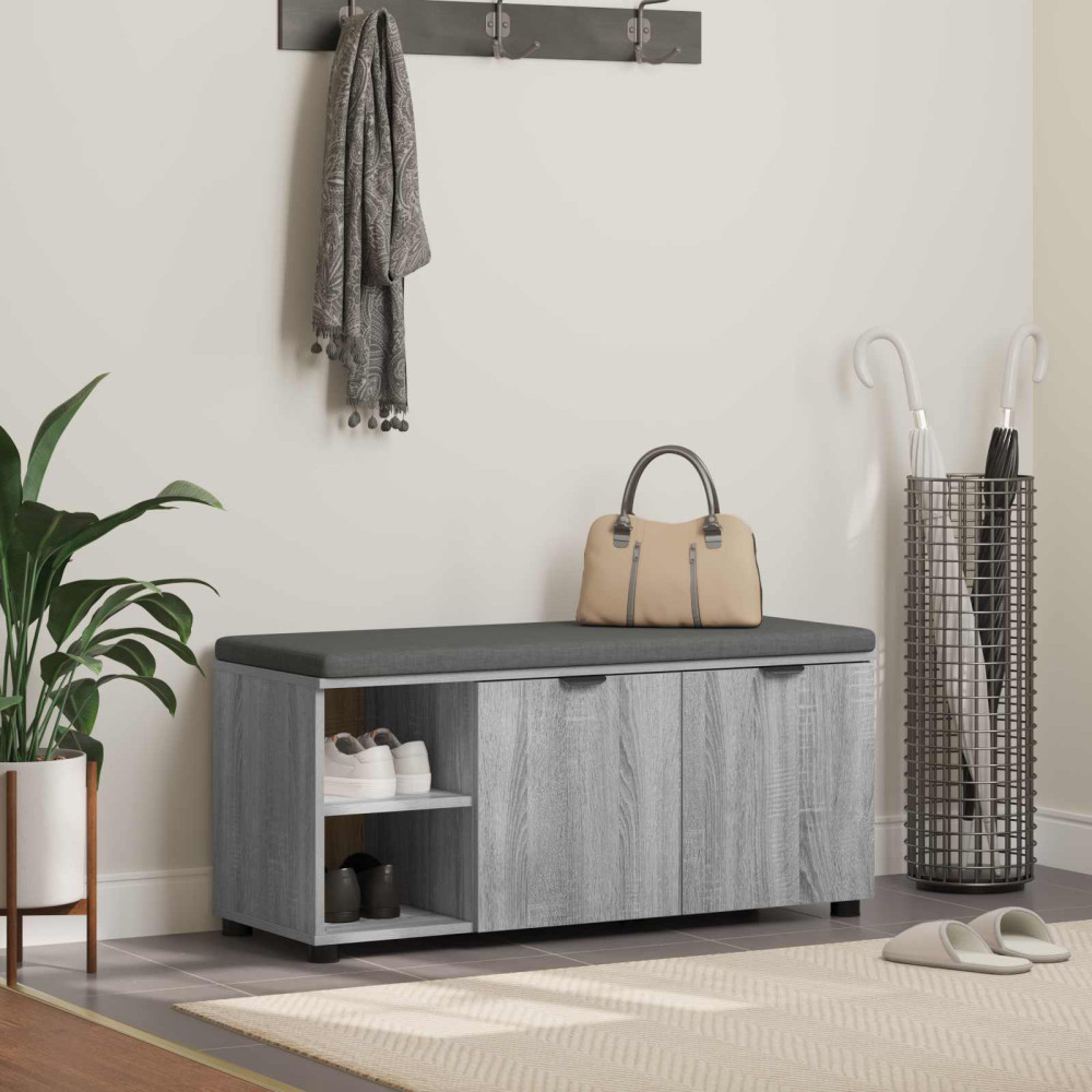 Produktbild för Hallbänk Grå Sonoma 100 x 38 x 46 cm Konstruerat Trä och Tyg