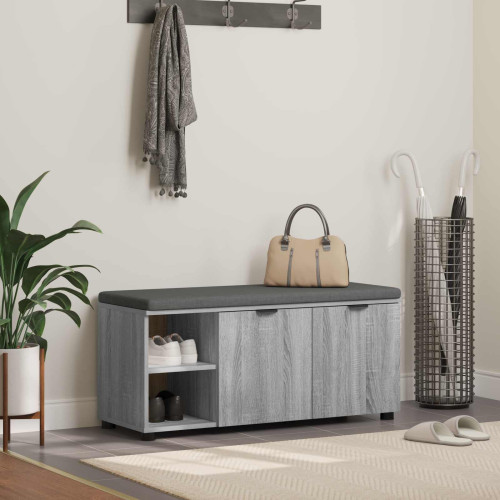 vidaXL Hallbänk Grå Sonoma 100 x 38 x 46 cm Konstruerat Trä och Tyg