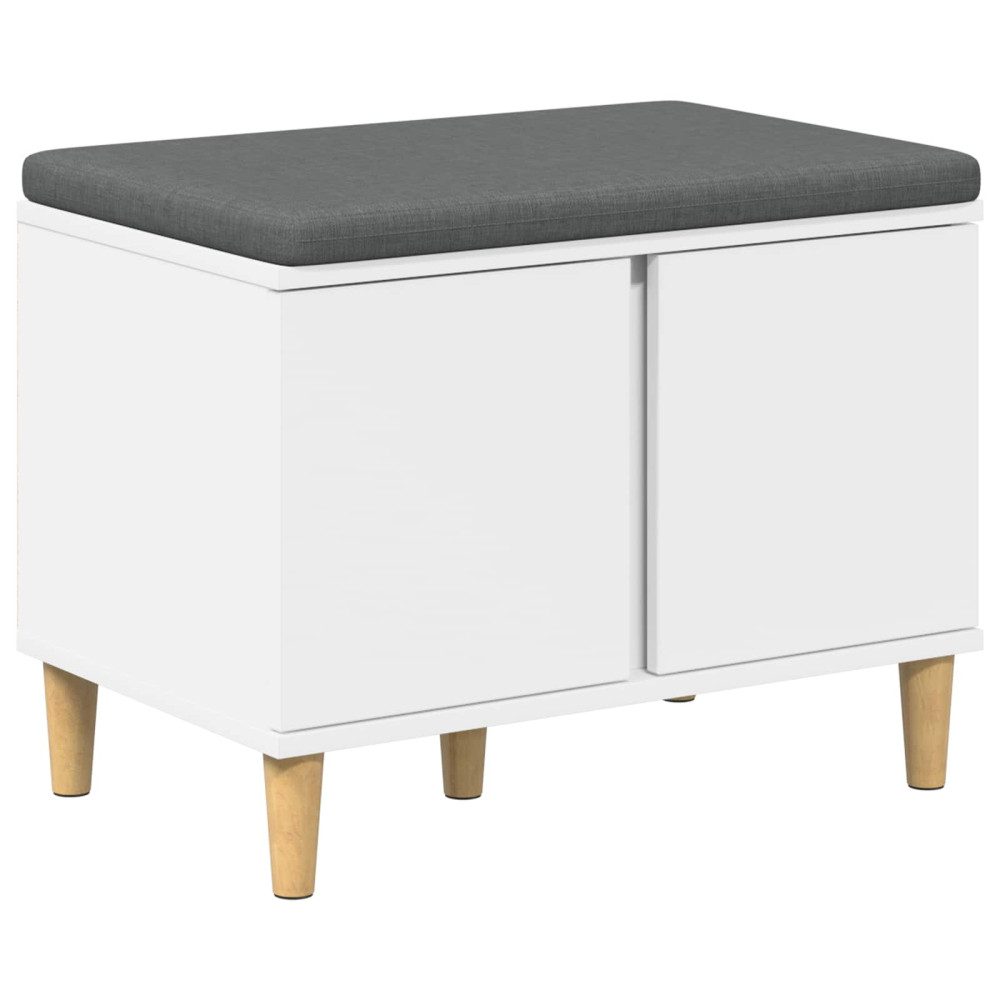 Produktbild för Hallbänk med kudde Vit 60 x 38 x 46 cm Konstruerat Trä och Tyg
