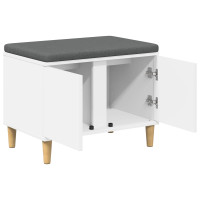 Produktbild för Hallbänk med kudde Vit 60 x 38 x 46 cm Konstruerat Trä och Tyg