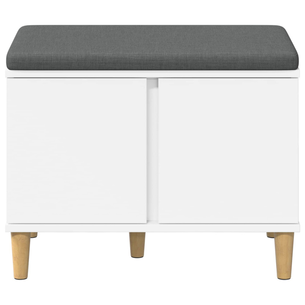 Produktbild för Hallbänk med kudde Vit 60 x 38 x 46 cm Konstruerat Trä och Tyg