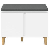 Produktbild för Hallbänk med kudde Vit 60 x 38 x 46 cm Konstruerat Trä och Tyg