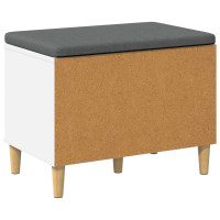Produktbild för Hallbänk med kudde Vit 60 x 38 x 46 cm Konstruerat Trä och Tyg