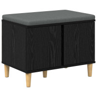 Produktbild för Hallbänk Svart Ek 60 x 38 x 46 cm Konstruerat Trä och Tyg