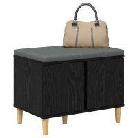 Produktbild för Hallbänk Svart Ek 60 x 38 x 46 cm Konstruerat Trä och Tyg