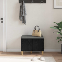 Produktbild för Hallbänk Svart Ek 60 x 38 x 46 cm Konstruerat Trä och Tyg