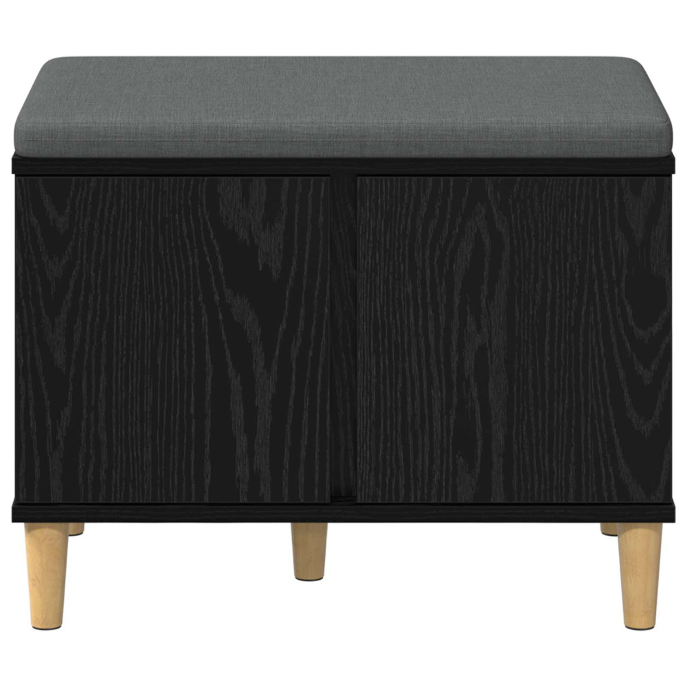 Produktbild för Hallbänk Svart Ek 60 x 38 x 46 cm Konstruerat Trä och Tyg