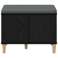 Produktbild för Hallbänk Svart Ek 60 x 38 x 46 cm Konstruerat Trä och Tyg