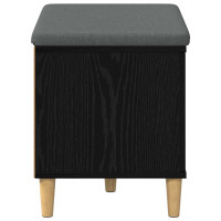 Produktbild för Hallbänk Svart Ek 60 x 38 x 46 cm Konstruerat Trä och Tyg
