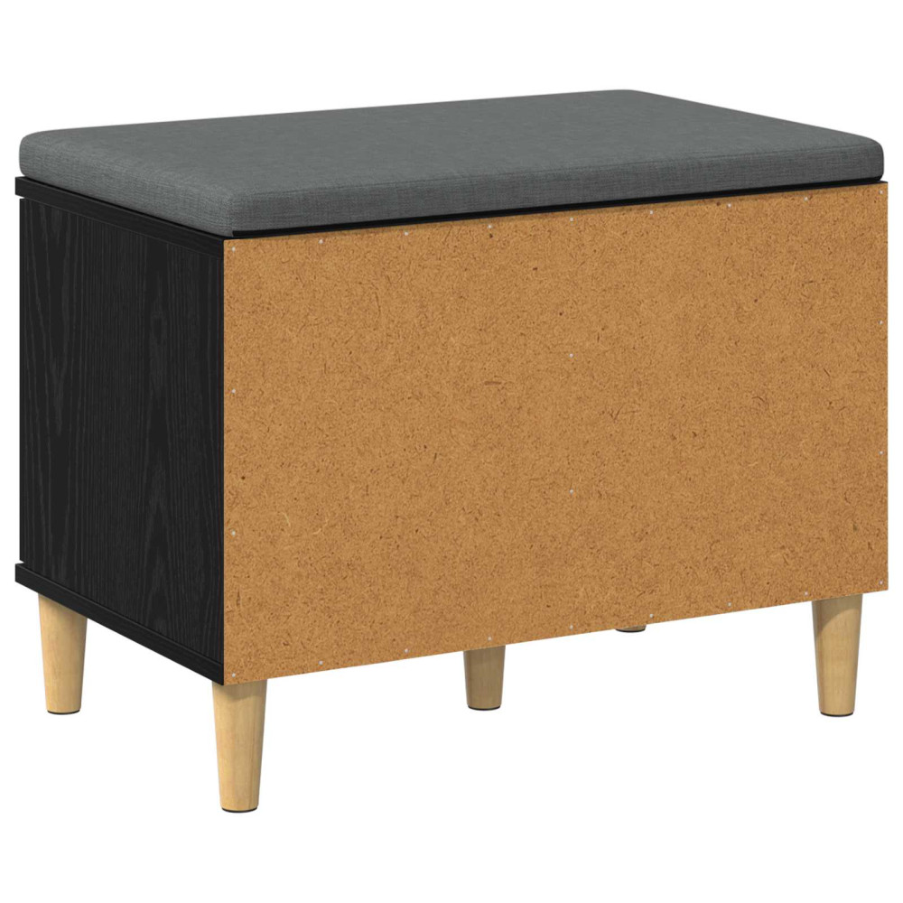 Produktbild för Hallbänk Svart Ek 60 x 38 x 46 cm Konstruerat Trä och Tyg