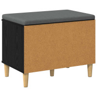 Produktbild för Hallbänk Svart Ek 60 x 38 x 46 cm Konstruerat Trä och Tyg