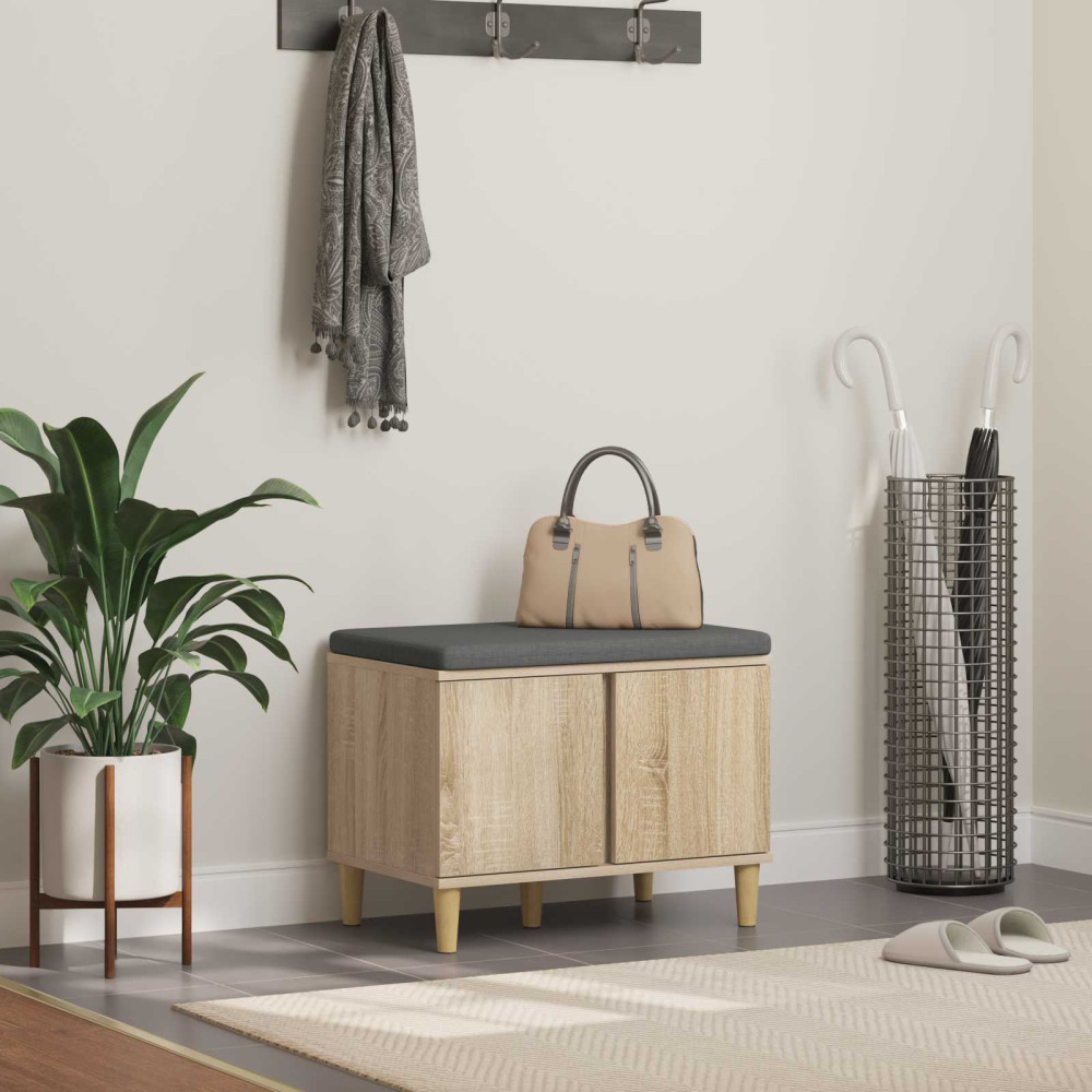 Produktbild för Hallbänk Sonoma-ek 60 x 38 x 46 cm Konstruerat Trä och Tyg
