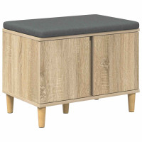 Produktbild för Hallbänk Sonoma-ek 60 x 38 x 46 cm Konstruerat Trä och Tyg