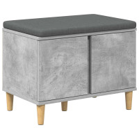 Produktbild för Hallbänk BetongGrå 60 x 38 x 46 cm Konstruerat Trä och Tyg