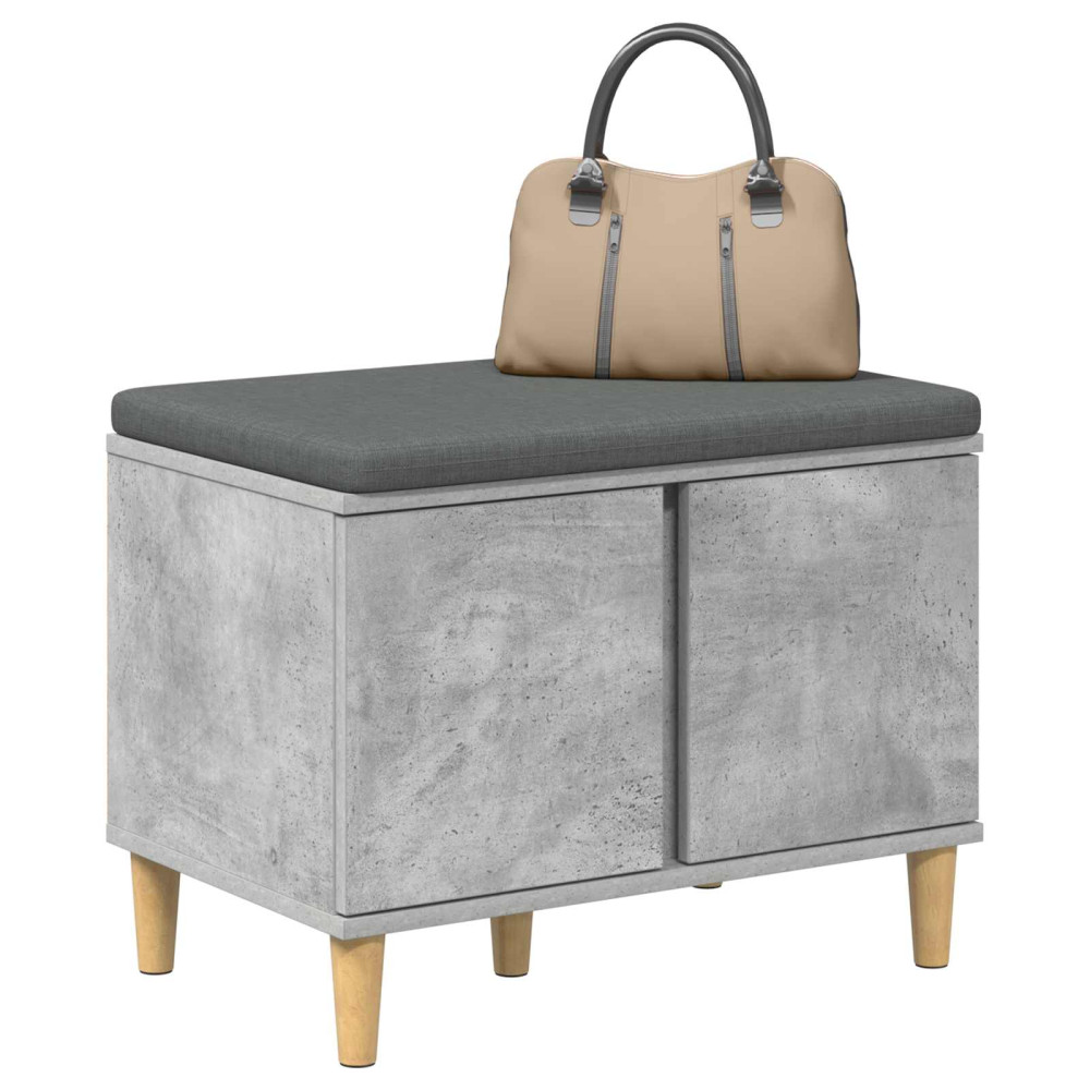 Produktbild för Hallbänk BetongGrå 60 x 38 x 46 cm Konstruerat Trä och Tyg