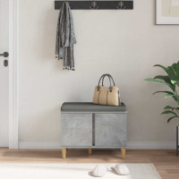 Produktbild för Hallbänk BetongGrå 60 x 38 x 46 cm Konstruerat Trä och Tyg