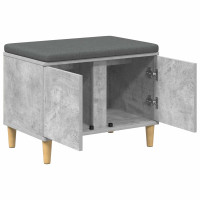 Produktbild för Hallbänk BetongGrå 60 x 38 x 46 cm Konstruerat Trä och Tyg