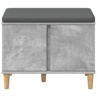 Produktbild för Hallbänk BetongGrå 60 x 38 x 46 cm Konstruerat Trä och Tyg