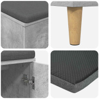 Produktbild för Hallbänk BetongGrå 60 x 38 x 46 cm Konstruerat Trä och Tyg