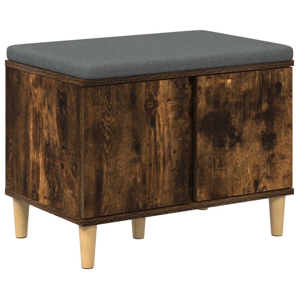 Produktbild för Hallbänk Rökt Ek 60 x 38 x 46 cm Konstruerat Trä och Tyg