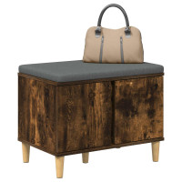Produktbild för Hallbänk Rökt Ek 60 x 38 x 46 cm Konstruerat Trä och Tyg