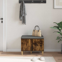 Produktbild för Hallbänk Rökt Ek 60 x 38 x 46 cm Konstruerat Trä och Tyg