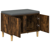Produktbild för Hallbänk Rökt Ek 60 x 38 x 46 cm Konstruerat Trä och Tyg