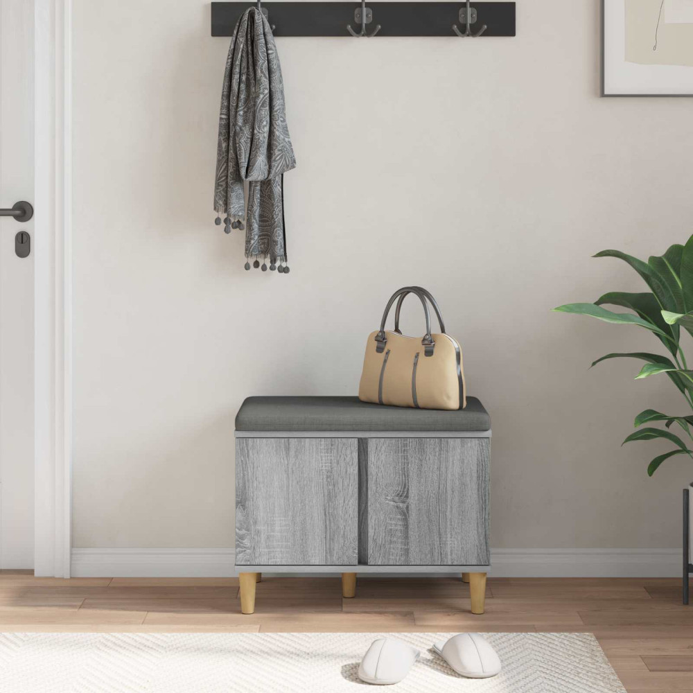 Produktbild för Hallbänk Grå Sonoma 60 x 38 x 46 cm Konstruerat Trä och Tyg