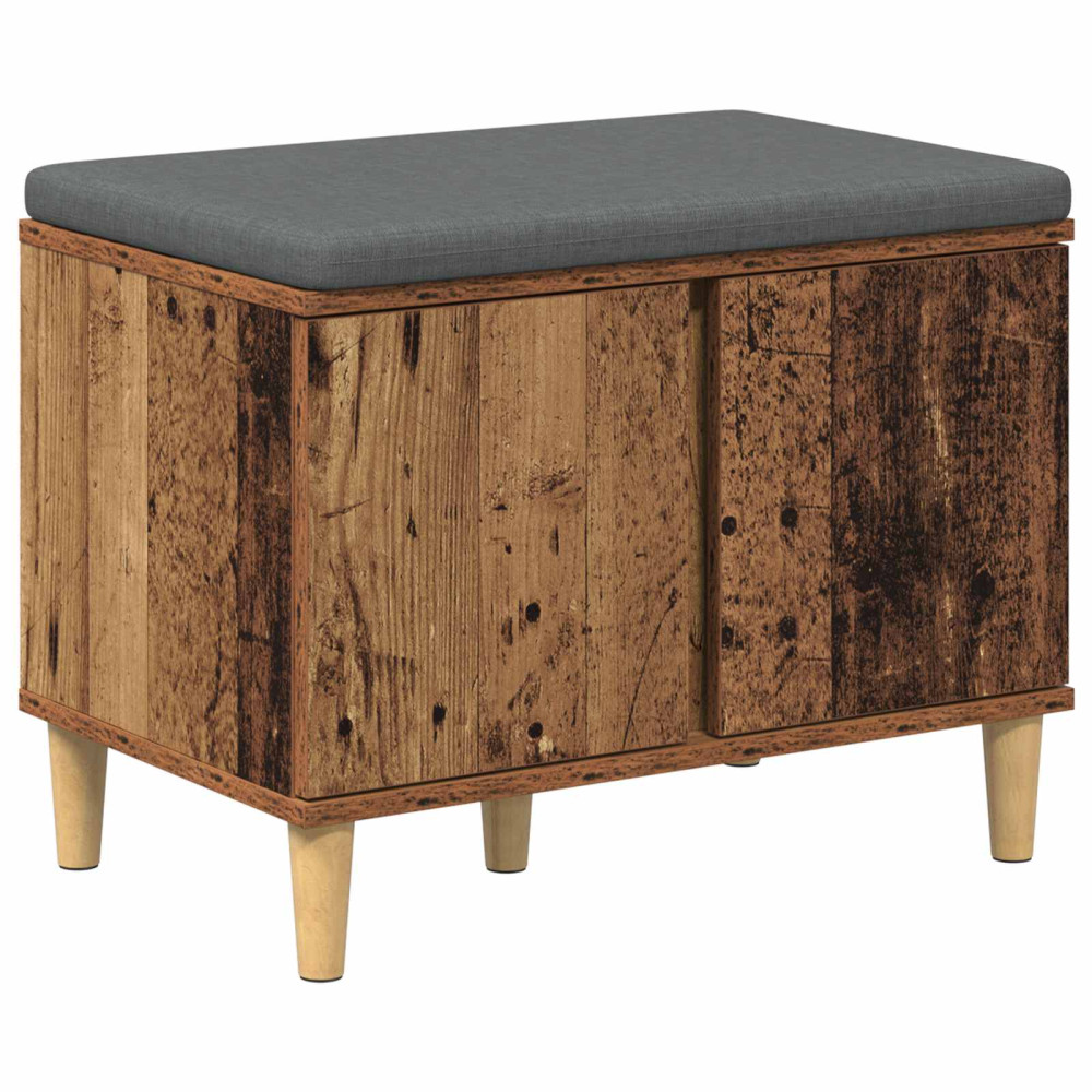 Produktbild för Hallbänk Gammalt trä 60 x 38 x 46 cm Konstruerat Trä och Tyg