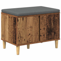 Produktbild för Hallbänk Gammalt trä 60 x 38 x 46 cm Konstruerat Trä och Tyg