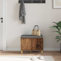 Produktbild för Hallbänk Gammalt trä 60 x 38 x 46 cm Konstruerat Trä och Tyg