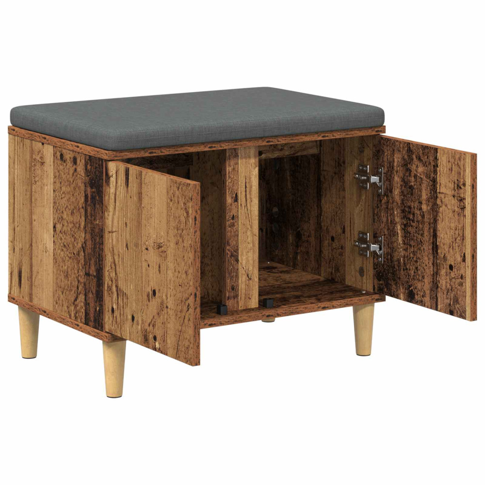 Produktbild för Hallbänk Gammalt trä 60 x 38 x 46 cm Konstruerat Trä och Tyg