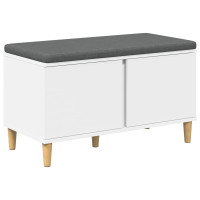 Produktbild för Hallbänk med kudde Vit 80 x 38 x 46 cm Konstruerat Trä och Tyg