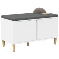 Produktbild för Hallbänk med kudde Vit 80 x 38 x 46 cm Konstruerat Trä och Tyg
