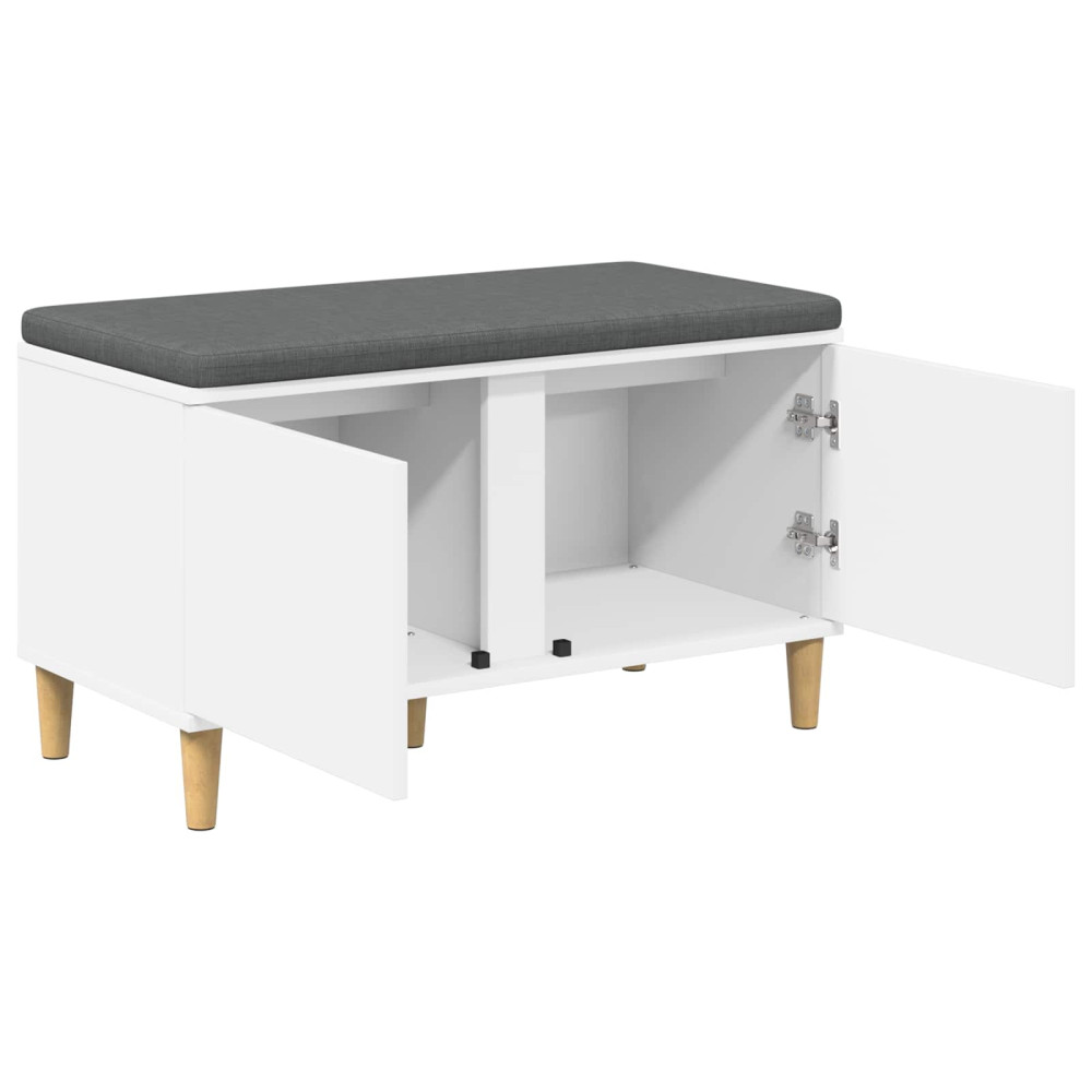 Produktbild för Hallbänk med kudde Vit 80 x 38 x 46 cm Konstruerat Trä och Tyg