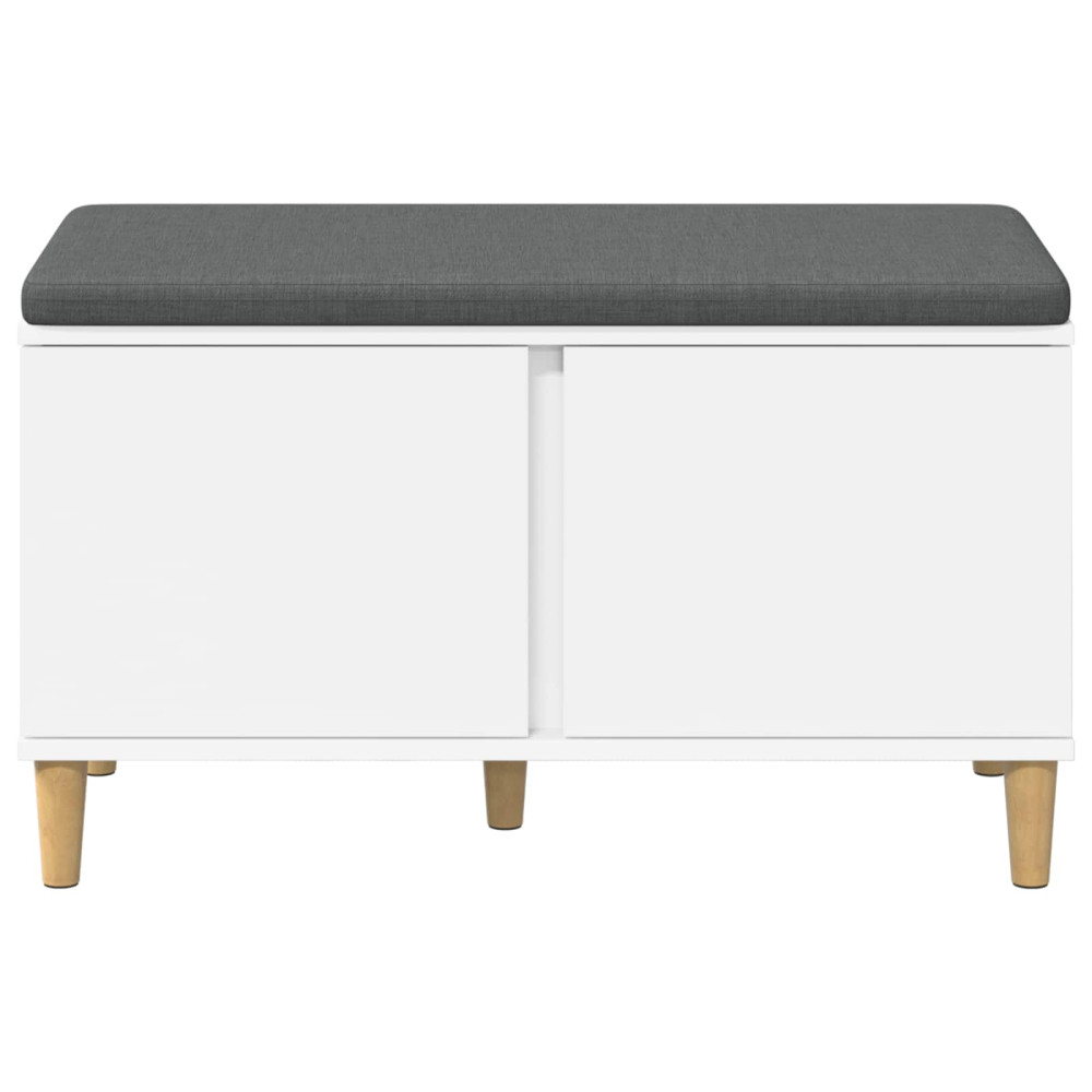 Produktbild för Hallbänk med kudde Vit 80 x 38 x 46 cm Konstruerat Trä och Tyg