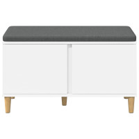 Produktbild för Hallbänk med kudde Vit 80 x 38 x 46 cm Konstruerat Trä och Tyg
